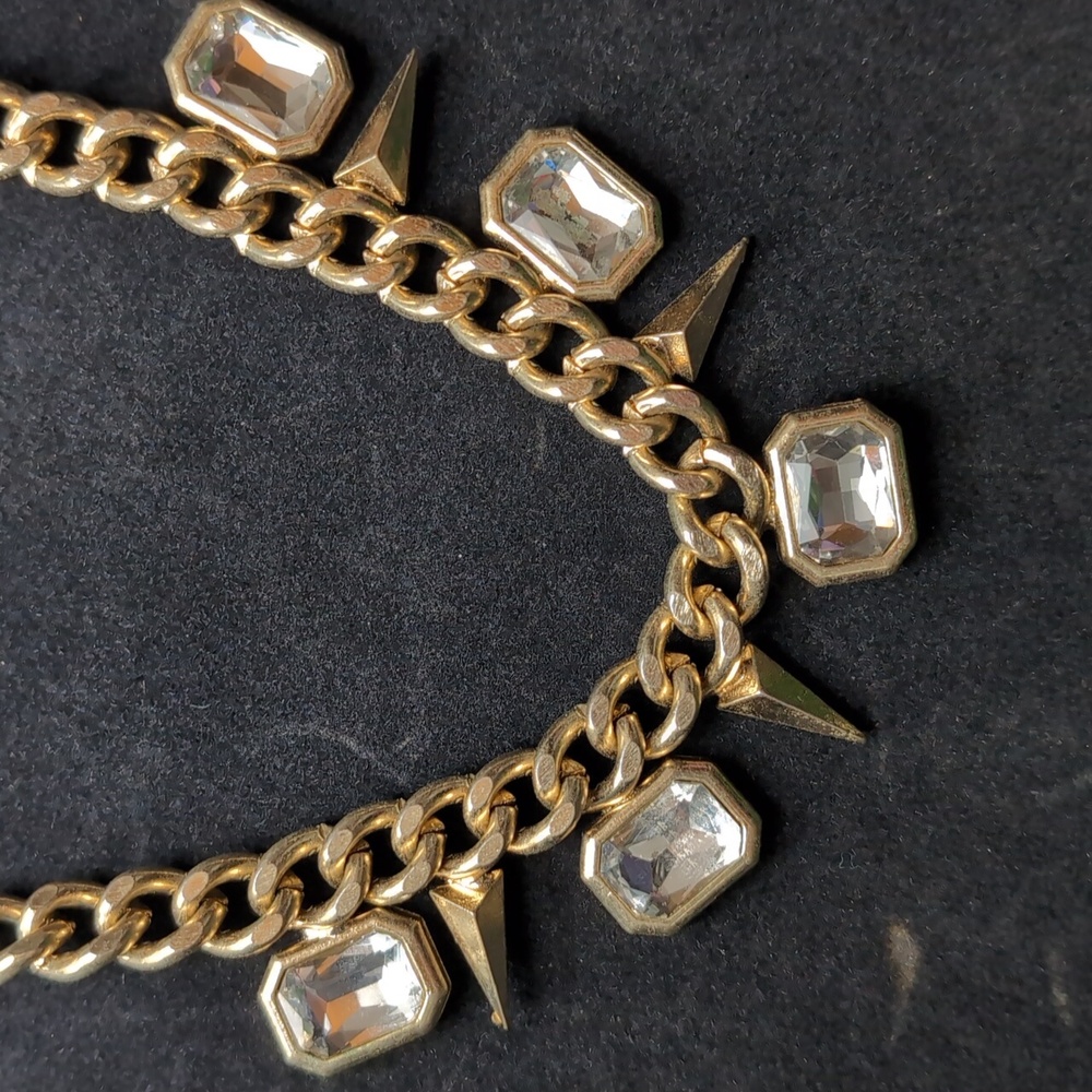 Gold and Silver Necklace with Crystal Pendants - Picture 2 of 7